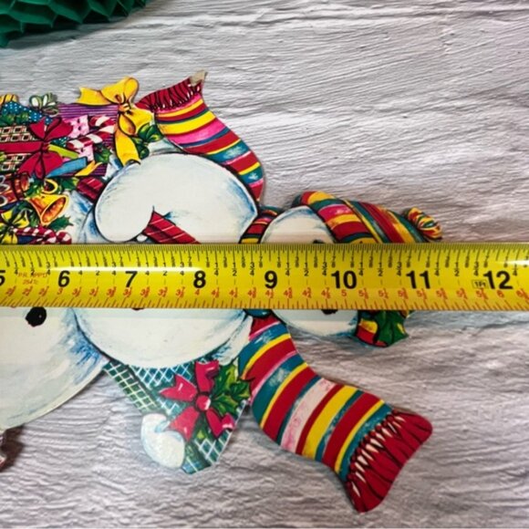 Vintage Old New Stock Snowman Christmas Honeycomb Decoration Set of 2 - Picture 4 of 4